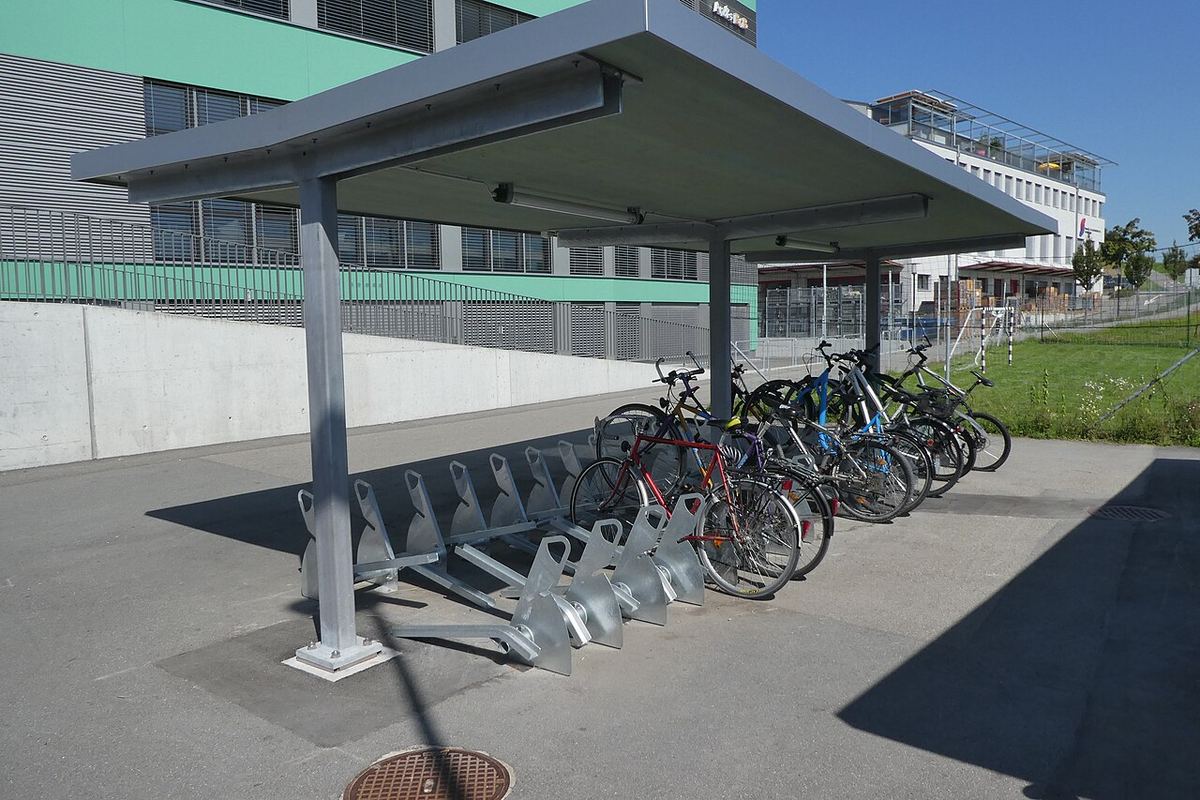 Miniature af Bicycle racks at the train station Steinhausen 01